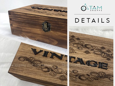 Rương gỗ Vintage chữ nổi [Hàng chuẩn - Vân gỗ đẹp] KT 25x14x8cm RUONG-GO-02